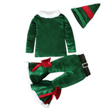 Niño Mono Juego de rol de santa Navidad Fiesta bebé con manga larga terciopelo traje de 3 piezas