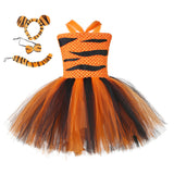 Niños Princesa tigre Cosplay Navidad Halloween Fiesta Vestido Conjunto Carnaval Disfraz