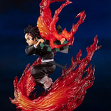 Anime Demon slayer Kimetsu no Yaiba Kamado Tanjirou Hinokami Kagura juquete Accesorio Modelo de estatuilla de figura de acción llamas