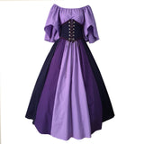 Halloween Medieval Renacimiento Disfraz Vestido de Color Violeta para Adultos Femenino