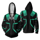 Anime My Hero Academia Midoriya Izuku Sudadera Cosplay Navidad Fiesta 3D Impreso chaqueta con cremallera