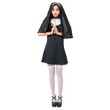 Halloween Juego de Rol Uniforme de Monja Sexy Uniforme Religioso Vestido para Adultos Femenino