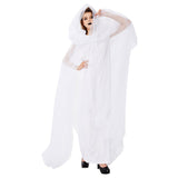 Halloween Disfraz Vestido Largo de Novia de Color Blanco Vestido Formal sin Mangas para Adultos Femenino