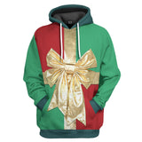 Navidad Christmas Sudadera Estampada con Capucha Caja de Regalo Cosplay Ropa Casual Unisex