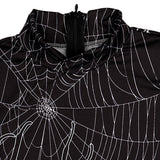 Halloween Vestido Corto de Manga Larga de Telarañas de Color Negro Vestido para Adultos Femenino