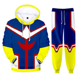 Anime My Hero Academia All Might Conjunto de pantalones Sudadera con Capucha Estampada Unisex.