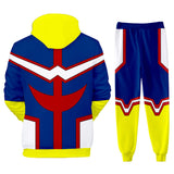 Anime My Hero Academia All Might Conjunto de pantalones Sudadera con Capucha Estampada Unisex.