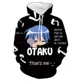 Lucky Star Otaku Sudadera Estampada con Capucha Hip Hop Anime Sudadera Harajuku Streetwear Unisex