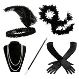 Los Años 20 Flapper Accesorios Conjunto Diadema Guantes Collar De Perlas Canastilla de Cigarro