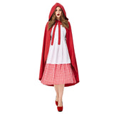 Caperucita Roja Juego de Rol Halloween Disfraz Vestido Conjunto para Adultos Femenino