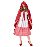 Caperucita Roja Juego de Rol Halloween Disfraz Vestido Conjunto para Adultos Femenino