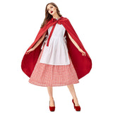 Caperucita Roja Juego de Rol Halloween Disfraz Vestido Conjunto para Adultos Femenino