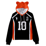 Haikyuu!! Sudadera con Capucha con Cordón de Orejas de Gato Hinata Shoyo Cosplay Sudadera Estampada para Niños