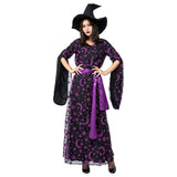 Halloween Luna Estrella Púrpura Bruja Mágica Disfraz Vestido Largo de Manga Larga para Adultos Femenino