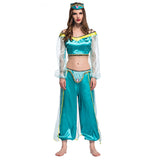 Halloween Princesa Jasmine Aladdin Arabian Traje de Fiesta para Adultos Femenino