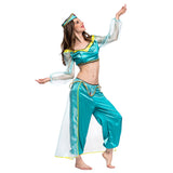 Halloween Princesa Jasmine Aladdin Arabian Traje de Fiesta para Adultos Femenino