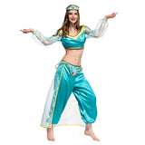 Halloween Princesa Jasmine Aladdin Arabian Traje de Fiesta para Adultos Femenino