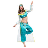 Halloween Princesa Jasmine Aladdin Arabian Traje de Fiesta para Adultos Femenino