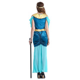 Halloween Vestido de Lujo Princesa Cosplay Vestido Azul de Diosa Griega Reina Árabe Egipto Vestido para Adultos Femenino