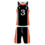 Haikyuu!! Karasuno Escuela Secundaria Club de Voleibol Cosplay Chaleco y Pantalones Cortos de Verano Ropa 2 Piezas para Masculino