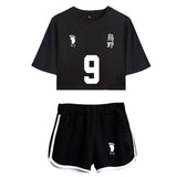 Haikyuu!! Karasuno Escuela Secundaria Kageyama Tobio Cosplay Top y Pantalones Cortos Ropa de 2 Piezas para Femenino