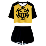 Anime One Piece Trafalgar Law Uniforme deportivo Top shorts conjuntos de dos piezas mujer Cosplay Disfraz Halloween