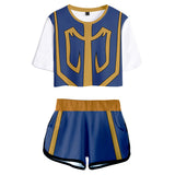 HUNTER×HUNTER Kurapika Cosplay Top y Pantalones Cortos 2 Piezas Ropa Casual de Verano para Femenino