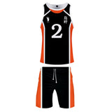 Haikyuu!! Karasuno Escuela Secundaria Club de Voleibol Cosplay Chaleco y Pantalones Cortos de Verano Ropa 2 Piezas para Masculino