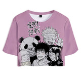 Anime Jujutsu Kaisen Guerra de Hechiceros Tokyo Metropolitan Curse Technical School 2 Piezas Ropa Casual Verano Conjunto de Pantalones Cortos y Top Corto con Estampado de Mujer