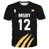 Haikyuu!! Camiseta MSBY Black Jackal #12 Kotaru Bokuto Cosplay Camiseta Casual Unisex