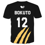 Haikyuu!! Camiseta MSBY Black Jackal #12 Kotaru Bokuto Cosplay Camiseta Casual Unisex