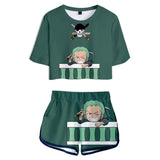 Anime One Piece Roronoa Zoro Uniforme deportivo Top shorts conjuntos de dos piezas mujer Cosplay Disfraz Halloween