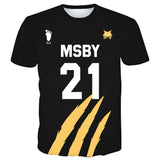 Haikyuu!! Camiseta MSBY Black Jackal #21 Hinata Shoyo Cosplay Camiseta Casual Unisex