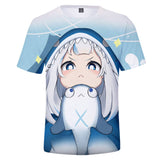 Juego Hololive Gawr Gura Cosplay Halloween T-shirt Camiseta corta 3D Impreso