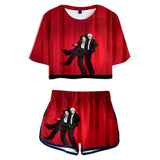 Anime Jujutsu Kaisen Guerra de Hechiceros Geto Suguru 2 Piezas Ropa Casual Verano Conjunto de Pantalones Cortos y Top Corto con Estampado de Mujer