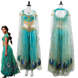 Película Aladdin Naomi Scott Princess Jasmine Peacock Cosplay Halloween Disfraz Fiesta Conjunto Carnaval Per.