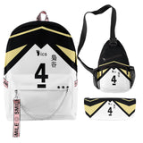 3 Piezas Haikyuu!! Conjunto de Mochila Academia Fukurōdani Bolsa de Escuela para Estudiantes Regalo para Fanes de Anime Mochila de Viaje