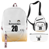 3 Piezas Haikyuu!! Conjunto de Mochila Schweiden Adlers Bolsa para Estudiantes Regalo para Fanes de Anime Mochila de Viaje