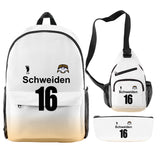 3 Piezas Haikyuu!! Conjunto de Mochila Schweiden Adlers Bolsa para Estudiantes Regalo para Fanes de Anime Mochila de Viaje