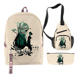 3 Piezas Demon Slayer: Kimetsu no Yaiba Conjunto de Mochila Bolsa de Escuela para Estudiantes Mochila de Viaje