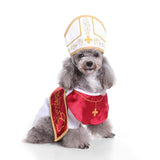 Mascota Disfraz Holy Pope Hound para perro Halloween traje de padrino con sombrero