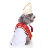 Mascota Disfraz Holy Pope Hound para perro Halloween traje de padrino con sombrero