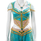 Película Aladdin Naomi Scott Princess Jasmine Peacock Cosplay Halloween Disfraz Fiesta Conjunto Carnaval Per.