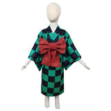 Anime Demon Slayer Kamado Tanjirou Niños Kimono Halloween Carnaval Cosplay Disfraz