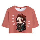 Demon Slayer: Kimetsu no Yaiba Cosplay Top y Pantalones Cortos Kamado Tanjirou Ropa Casual de Verano 2 Piezas para Femenino