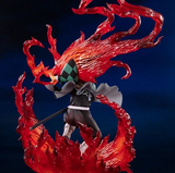 Anime Demon slayer Kimetsu no Yaiba Kamado Tanjirou Hinokami Kagura juquete Accesorio Modelo de estatuilla de figura de acción llamas