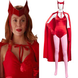 Series de TV WandaVision Scarlet Witch Wanda Maximoff Mono Capa Cosplay Disfraz Halloween Fiesta Conjunto Carnaval Per.