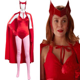 Series de TV WandaVision Scarlet Witch Wanda Maximoff Mono Capa Cosplay Disfraz Halloween Fiesta Conjunto Carnaval Per.