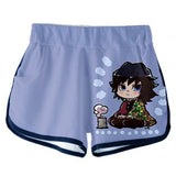 Demon Slayer: Kimetsu no Yaiba Cosplay Top y Pantalones Cortos Tomioka Giyuu Ropa Casual de Verano 2 Piezas para Femenino