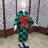 Anime Demon Slayer Kamado Tanjirou Niños Kimono Halloween Carnaval Cosplay Disfraz